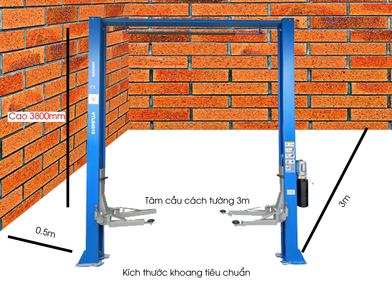 Cầu nâng 2 trụ cáp trên VIMET TLB40110